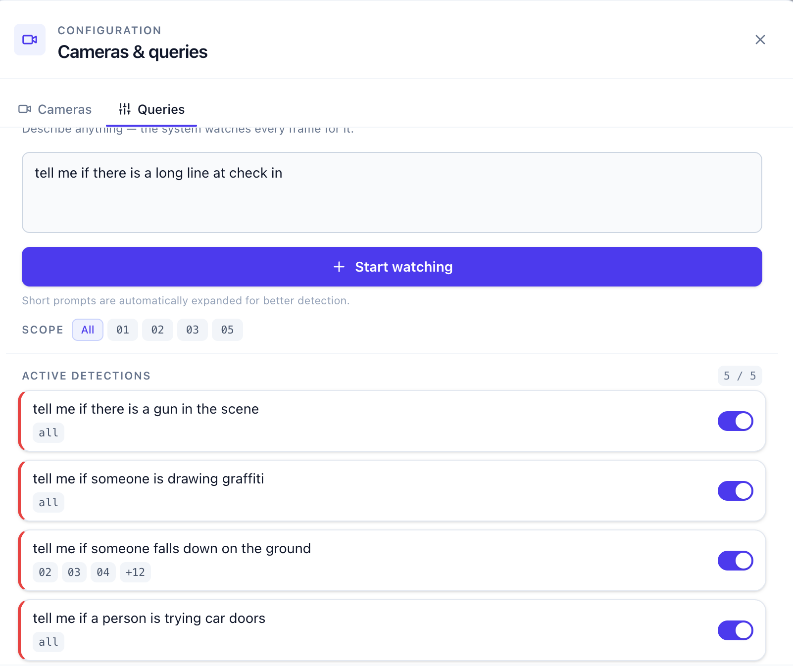 Operator typing a plain-English detection rule into Sentinel's configuration panel