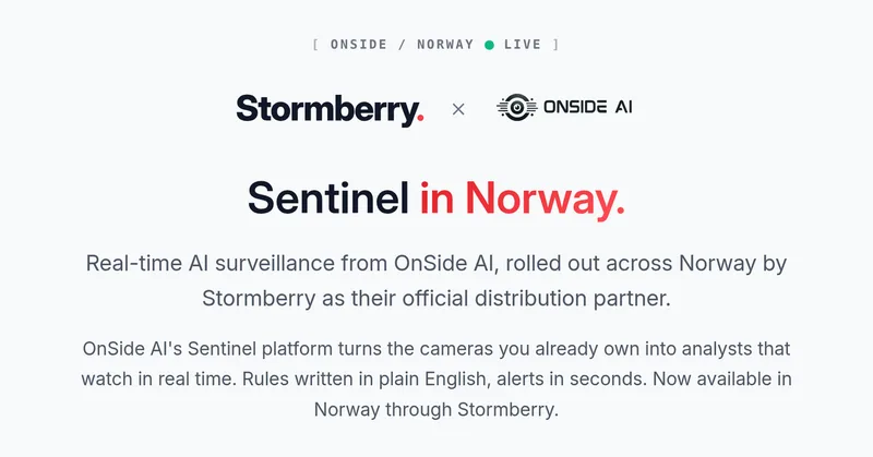 Stormberry joins OnSide AI as their distribution partner for Norway