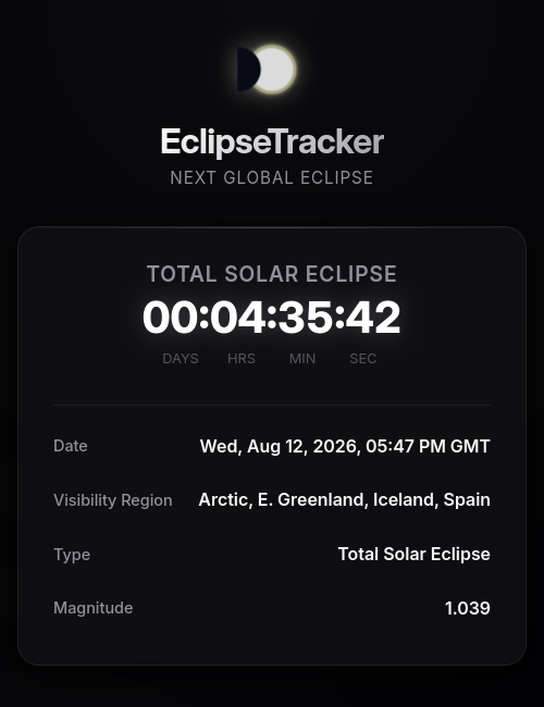 The sky is arithmetic: EclipseTracker launch